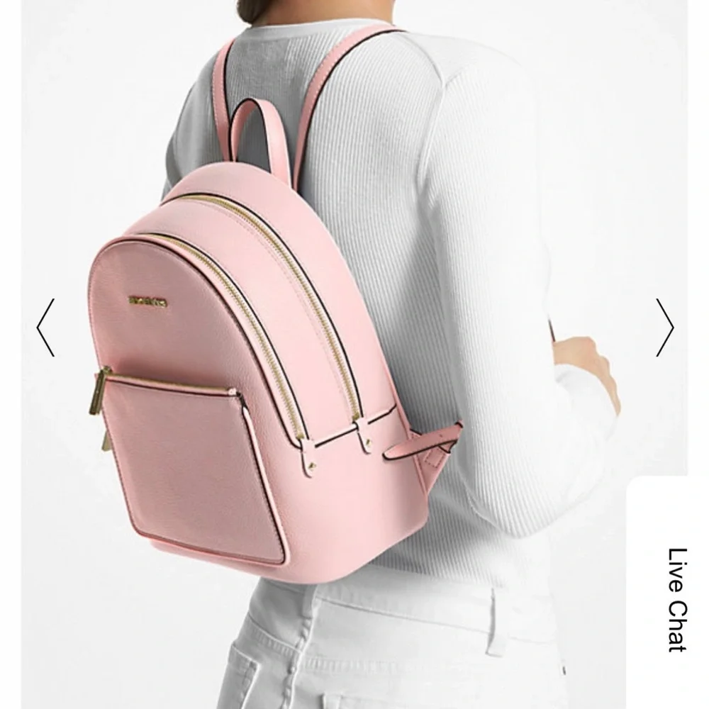 michael kors adina powder pink blush pebble leather backpack - Picture 10 of 11